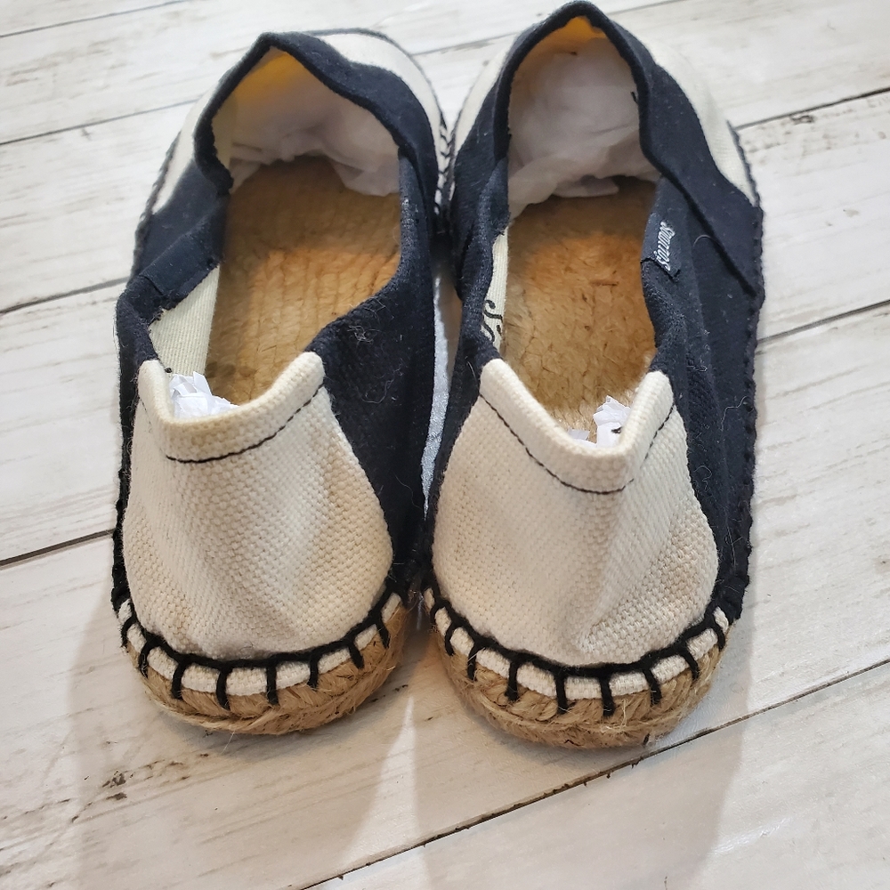Soludos barca espadrille flats black cream stripe size 6 - Picture 5 of 6
